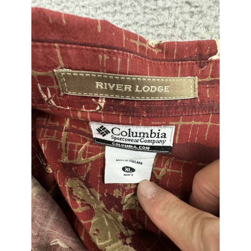 Columbia River Lodge Shirt Mens XL Red Whitetail Deer Long Sleeve Button Up - Picture 4 of 9